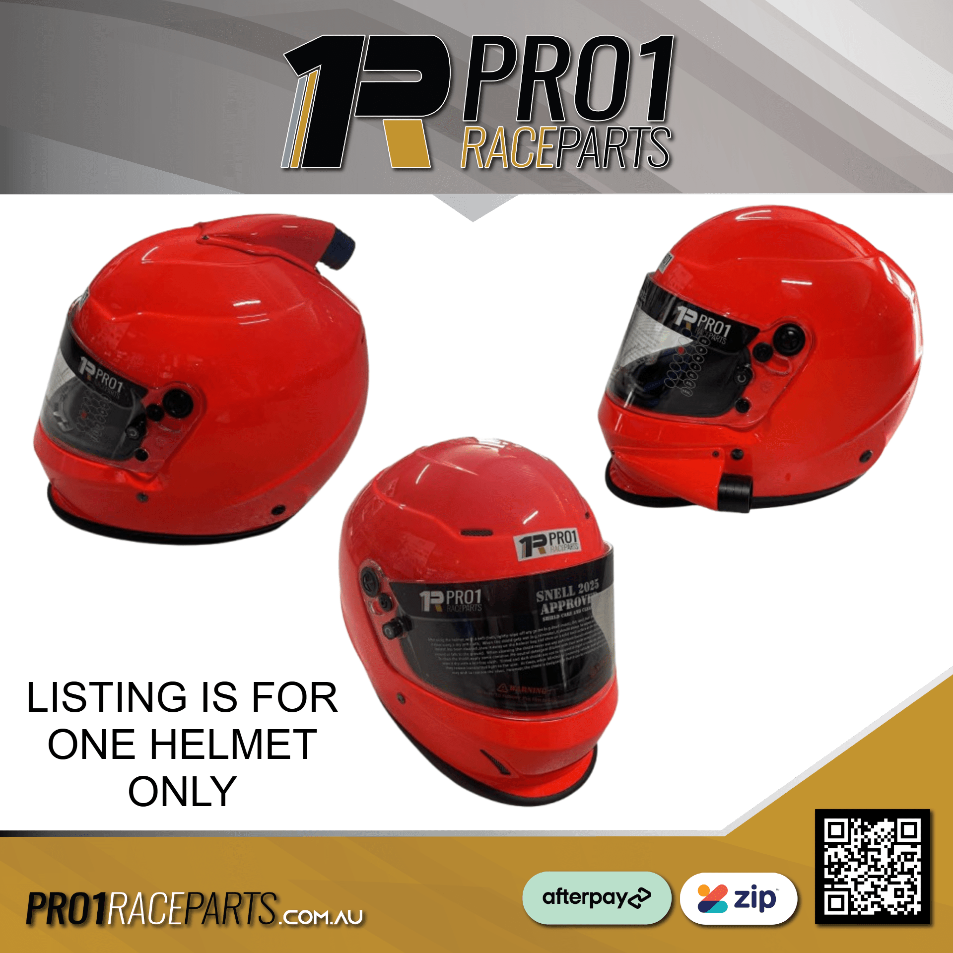 Pro1 SNELL 2025 Helmet - Fluro Orange - ALL
