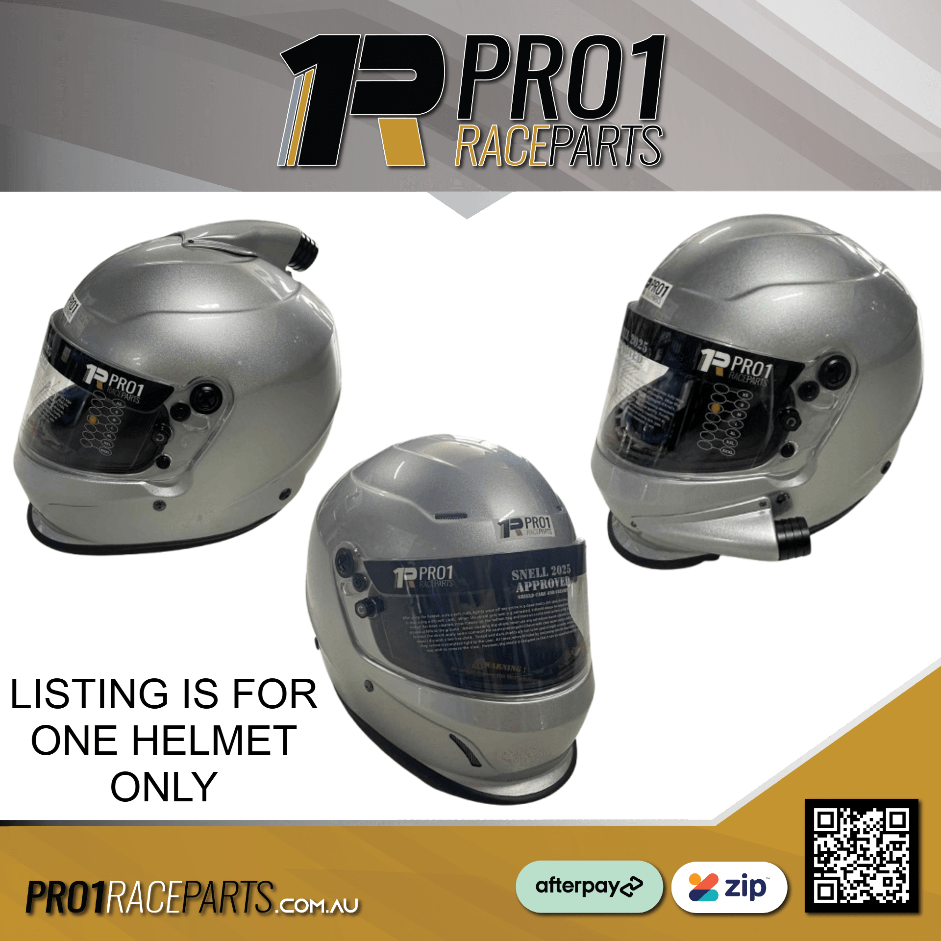 Pro1 SNELL 2025 Helmet - Silver - ALL