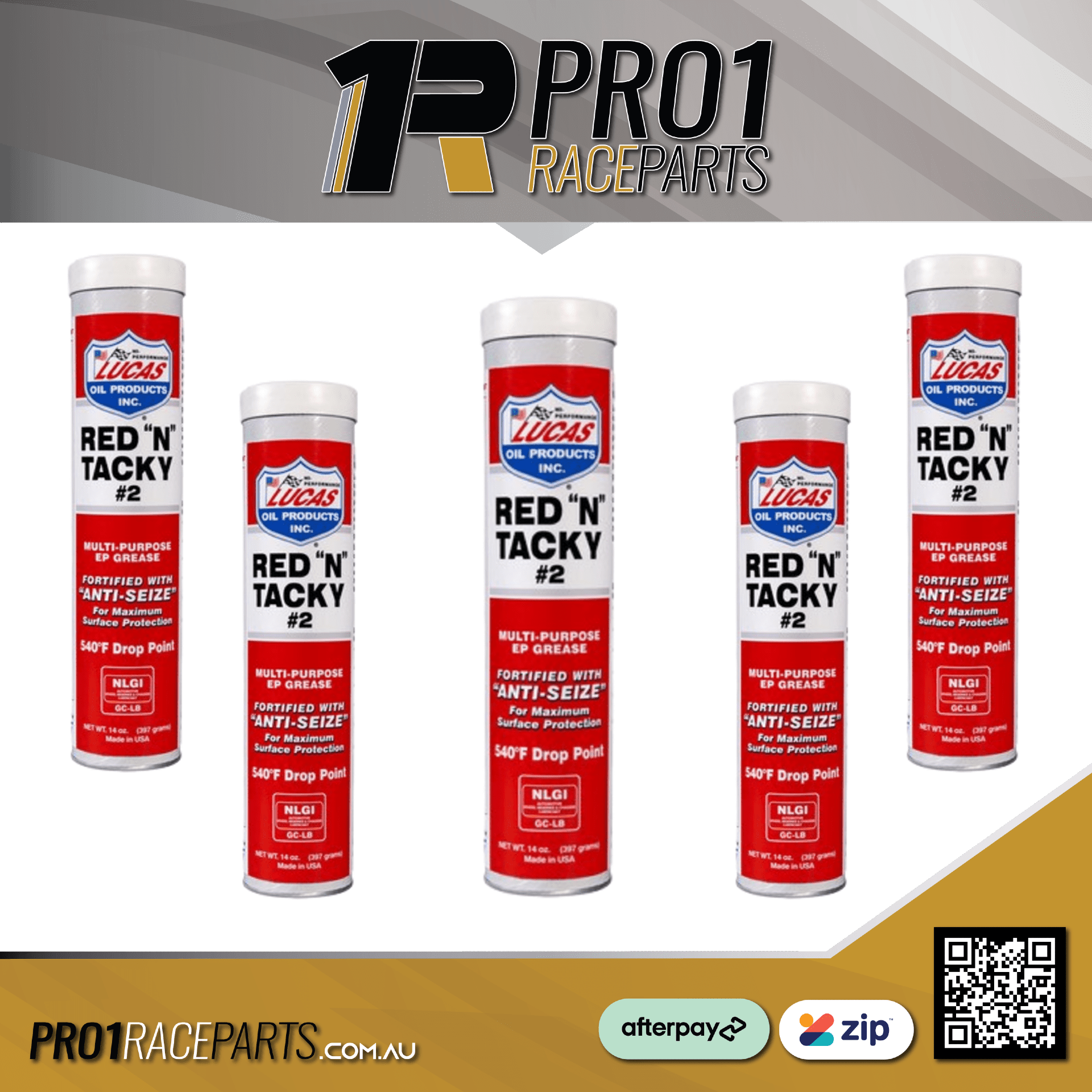 Lucas Oils Red N Tacky Grease - 5pck