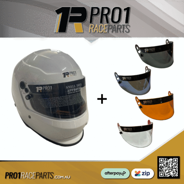Pro1 SNELL 2025 Helmet with Replacement Visor - White